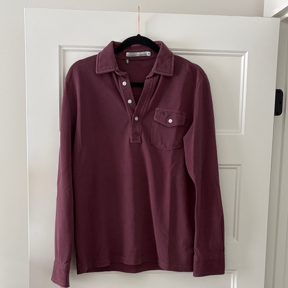 Criquet Burgundy Long Sleeve Polo Shirt